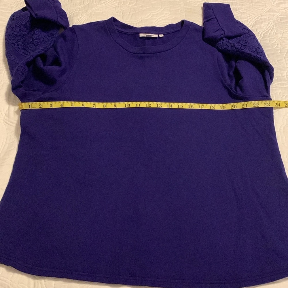Chico’s Women’s Zenergy Lace Trim Long Sleeve Sweatshirt Blue Size XL - Picture 10 of 11